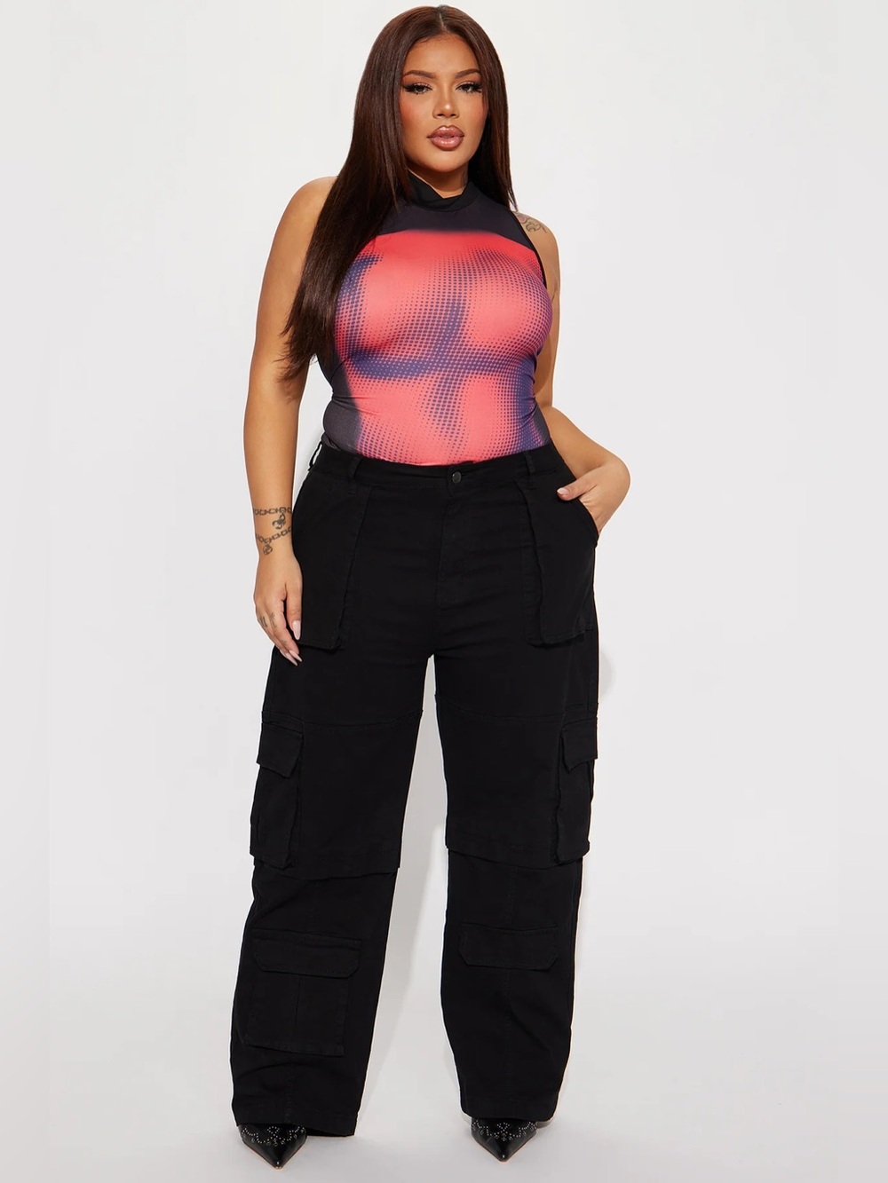 Fashion Nova Black Wide Leg Cargo Pants